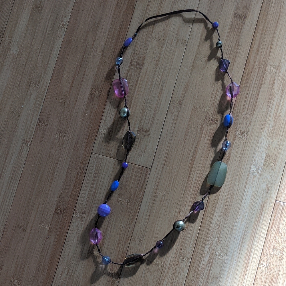 Purple and Blue Beaded Necklace